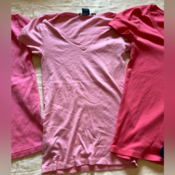 Ralph Lauren Wmen’s Cotton V-Neck Short Sleeve Tee’s pink & navy - Picture 3 of 9